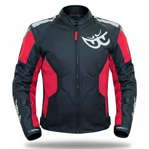 Giubbotto Moto Traforato Berik 2.0 NJ-173315 Mesh Air Sfoderabile Nero Rosso - foto 3